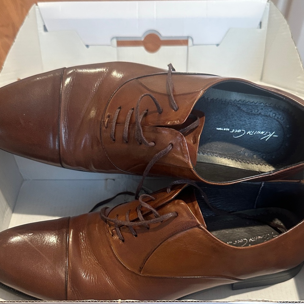 Kenneth Cole Men's Cognac Leather Lace-Up Oxfords